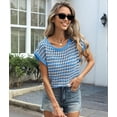 thumbnail image 4 of Women'S Sweater Vest Striped Pullover Tank Top Round Neck Cap Sleeve Casual Clothes Blue M, 4 of 7