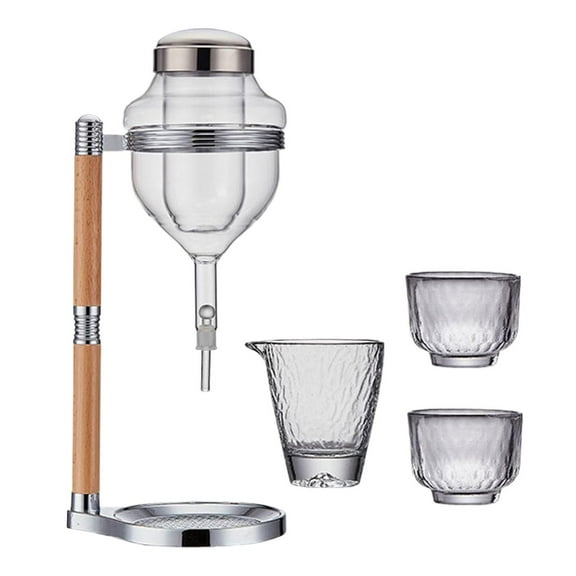 deevoka Japanese Cold Sake Decanter Glasses Sake Set Sake Pot Dispenser Drip Type Clear with Sake Cups for Birthday Cold Sake Barware Argent