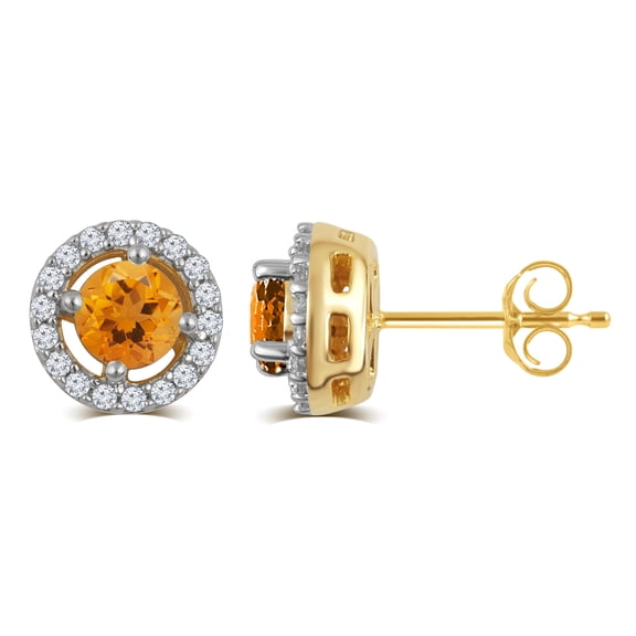 Arista Citrine and White Sapphire Birthstone Women's Earring in Sterling Silver