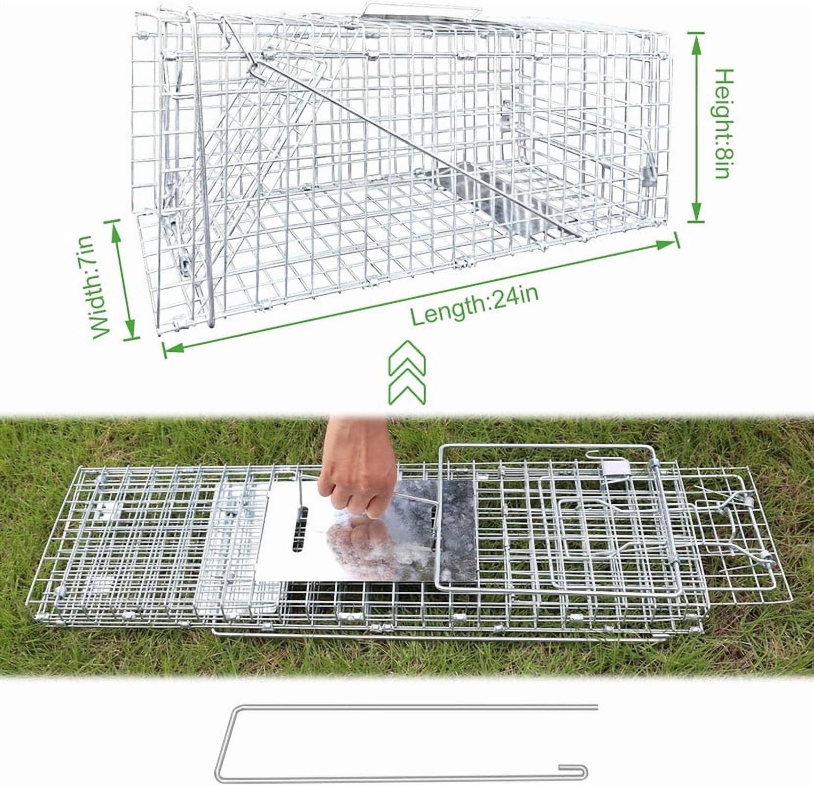 Live Animal Cage Traps,24in Rabbit Trap,Humane Way Folding Raccoon Traps for Stray Cats,Squirrels,Live Traps for Raccoons,Steel Foldable with Pedal Triggers