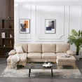 thumbnail image 2 of Couches for Living Room, Convertible Sectional Sofa Couch U Shaped Couch in Chenille with 2 Pillows and Metal Legs, 4-seat Modular Sofa for Apartment, Small Space, Lounge, Camel, 2 of 9