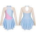 thumbnail image 5 of YIZYIF Girls Sequins Floral Patchwork Long Mesh Sleeve Figure Ice Skating Dance Dress,Sizes 6-16 Grey-blue 10, 5 of 6