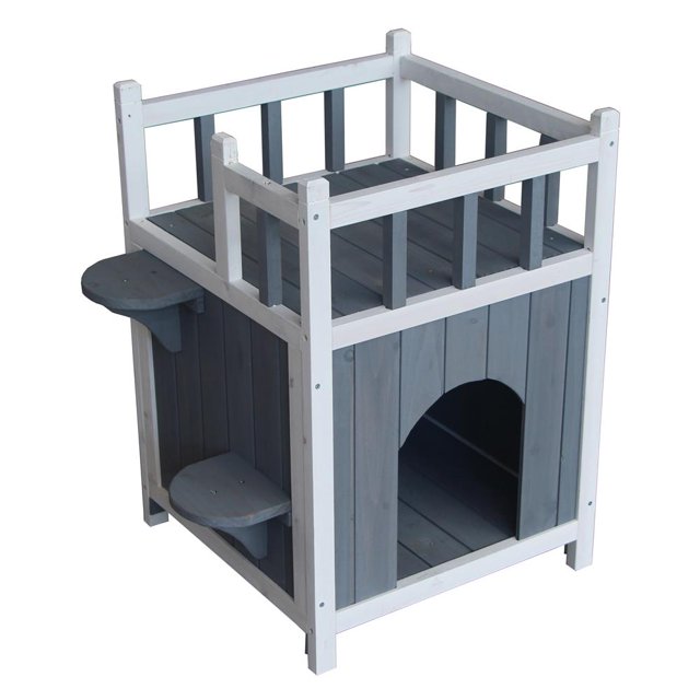 SalonMore Chat Animal de Compagnie Maison avec Balcon Maison Petit Chien Extérieur Abri Intérieur