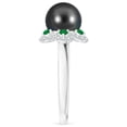 thumbnail image 3 of Angara Tahitian Cultured Pearl Floral Ring with Emeralds in 14K White Gold for Women | June Birthstone Jewelry for Her, 3 of 8