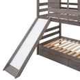thumbnail image 6 of Twin over Twin Size Bunk Bed with Slide for Kids, Wood House Bunk Bed Frame with 2 Drawers and Roof, Storage Bed Frame with Full-length Guardrails and Ladder for Boys Girls Bedroom Dorm, Gray, 6 of 7