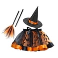 thumbnail image 4 of LYHaoo Girls 3Pcs Halloween Witch Costume, Cute Layered Mesh Tutu Skirt with Witch Hat Broom for Kids Dress Up Party Outfits(6-7 Years), 4 of 4