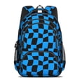 thumbnail image 2 of Blue and Black Wavy Checkered Pattern Backpack for School, Cute School Bag with Adjustable Shoulder Straps and Padded Back, 16.9"x12.6"x5.9", 2 of 5