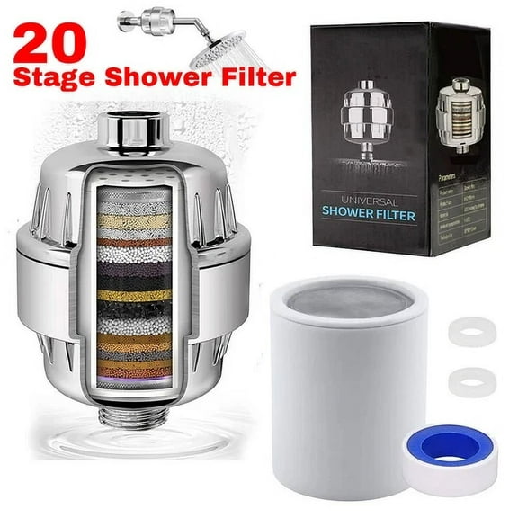 20-Stage Shower Filter For Hard Water Softener Remove Chlorine & Flouride.