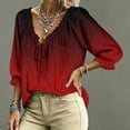 thumbnail image 4 of Women's 3/4 Length Sleeve Boho Tops Lace Up Blouse Summer V Neck 3/4 Sleeve Lace Up Blouses Beach Vacation Clothes, 4 of 4