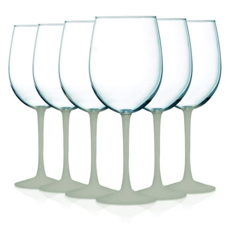 

TableTop King 16 oz Wine Glasses Stemmed Style Cachet Bottom Accent Frost Set of 6