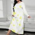 thumbnail image 3 of Fancifize Plus Size Women Soft Long Sleeve Heart Print Nightgowns Loose Full Length Nightshirt Comfy Crew Neck Lightweight Loungewear Pajamas, 3 of 4