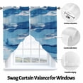 thumbnail image 3 of Blue Waves Swag Curtain Valance for Windows, Watercolor Retro Ripple Window Treatments Short Swag Topper for Kitchen Windows Bathroom Bedroom, 36"x63", 3 of 8