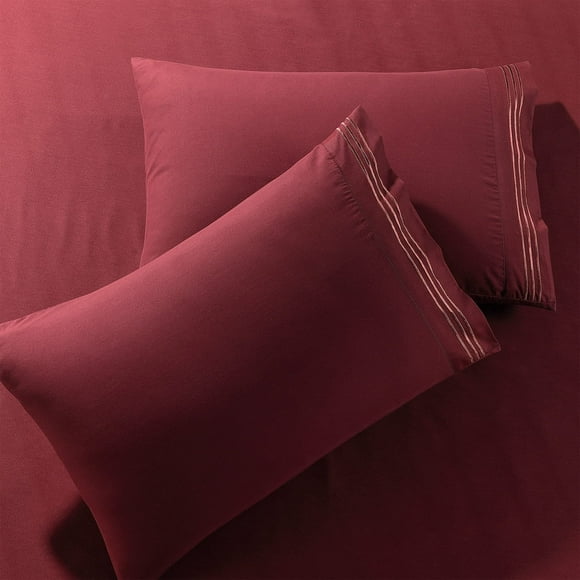 Pillow Cases Queen [2-Pack, Burgundy] - Hotel Luxury Pillow Case - Sateen Weave, Premium Microfiber - Soft and Breathable Pillowcases