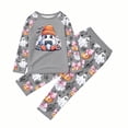 thumbnail image 6 of Halloween Family Pajamas Set Long Sleeve Crew Neck, Soft Matching Halloween Pajamas with Ghost Pumpkin Bow Print, Cute Family Halloween Pajama Set Sleepwear, 6 of 7