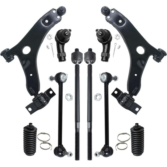 Detroit Axle - 10pc Kit for Ford 2006 Focus Front Lower Control Arms Inner Outer Tie Rods Sway Bars