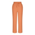 thumbnail image 6 of Karight Women Petite Linen Pants High Waisted Straight Leg Casual Cotton Trousers Elastic Waist Drawstring with Pockets, 6 of 7