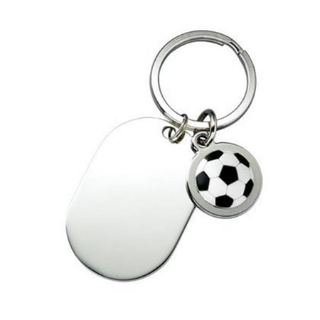 - Soccer Key Ring with Shiny Dog Tag in Black Gift Box