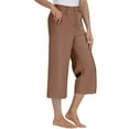 thumbnail image 6 of Chroia Women High Waisted Wide Leg Capris, Summer Vacation Yoga Business Casual Work Lounge Cropped Trousers with Pocket, 6 of 7