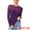 Dark Purple, variant on Women's Mesh Long Sleeve See Through Sheer Top M Black