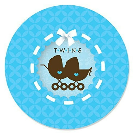 twin boy baby carriages twins baby shower party circle sticker