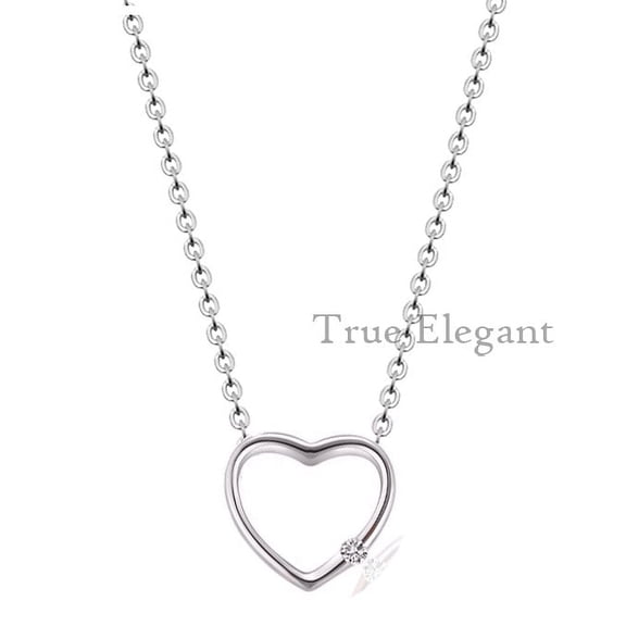 Dainty Moissanite Heart Pendant Necklace in Sterling Silver