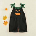 thumbnail image 2 of Shadoumai Halloween Romper Pumpkin Face Strappy Romper For Girls, Casual Cute Jumpsuit For Halloween Party Daily Clothes Romper, 2 of 8