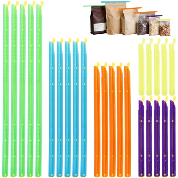Grusce 25 Pack Sealing Clips for Bags, 5 Sizes of Bag Sealer, Reusable Chip Clips, Bag Clips for Food, Airtight & Waterproof Bag Clips for Food Storage for Chips and Other Food Bags