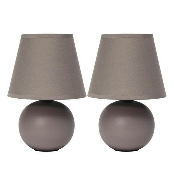 Simple Designs Mini Ceramic Globe Table Lamp 2 Pack Set