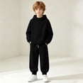 thumbnail image 5 of BRGZLK Girls Sweatsuit Sets Fall Clothes 2026 Casual Comfort Solid Color Long Sleeve Hooded Pollover Sweatshirt and Wide Leg Sweatpants Tracksuit Teen Trendy Clothes Black 6-7 Years, 5 of 8