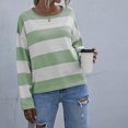 thumbnail image 5 of GEWSEY Womens 2025 Fall Striped Sweaters Long Sleeve Crew Neck Shirts Ribbed Knit Color Block Lightweight Pullover Sweater Top (Green, S), 5 of 8