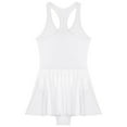 thumbnail image 3 of Alvivi Women's Glossy Silky Ballet Dance Skirted Leotard Gymnastics Bodysuits Yoga Party Dress White M, 3 of 7