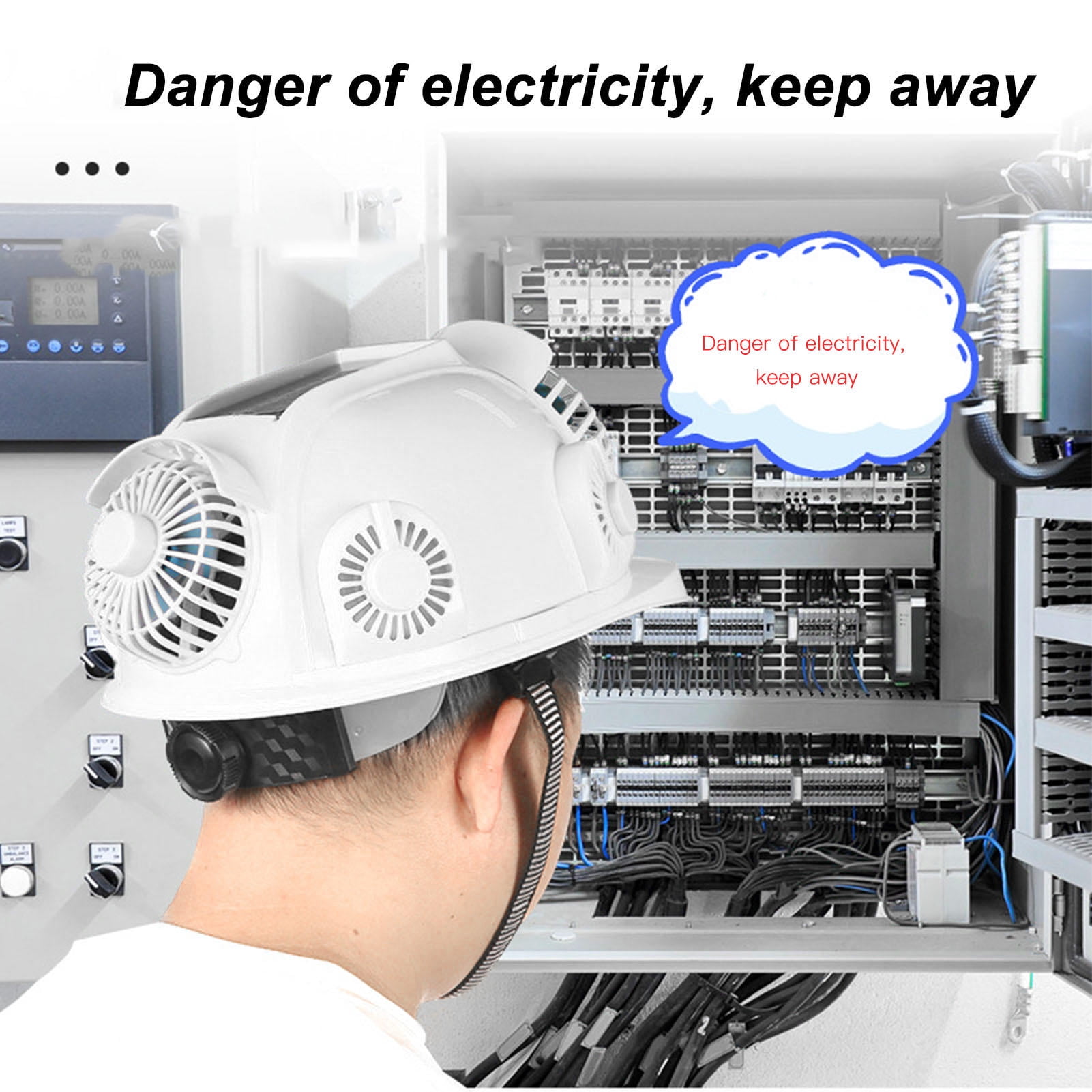 Yajisi Solar Smart 6-Fan Bluetooth Safety Helmet Construction Hard Hat AI Voice Dual-Air Cooling Night Headlamp 1 Pack