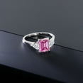 thumbnail image 4 of Gem Stone King 925 Sterling Silver Pink Moissanite and Lab Grown Diamond 3-Stone Engagement Ring for Women | 2.03 Cttw | Octagon 8X6MM | Gemstone Birthstone | Size 7, 4 of 4