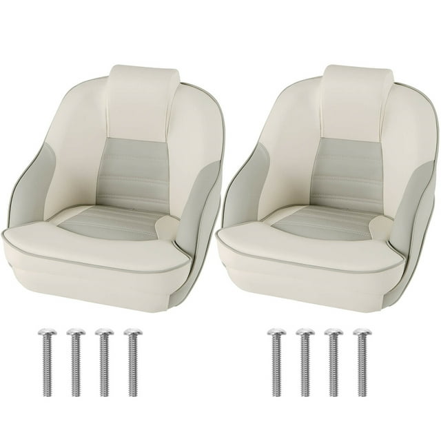 Gymax 2PCS Captain Bucket Seat Pontoon Boat Seat w/ Waterproof PVC Leather Bolts