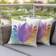 thumbnail image 4 of Leaves Foliage Pillow Covers 2 Pack Gradient Blue Purple Orange Leaf Abstract Plant Pillowcase Waterproof Outdoor Throw Pillow Cover for Patio Garden Square Cushion 24”x24”, 4 of 9