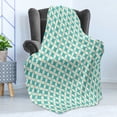 thumbnail image 4 of Turquoise Soft Flannel Fleece Blanket, Vintage Geometric Pattern with Diamonds and Circles Abstract Symmetric Forms, Cozy Plush for Indoor and Outdoor Use, 50" x 70", Turquoise Cream, by Ambesonne, 4 of 5