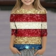 thumbnail image 2 of Taqqpue 4th of July Tops for Kids USA Flag Printed Tees Summer 3/4 Sleeve Casual Basic T Shirts, 2 of 5