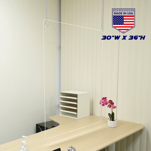 Clear Acrylic Hanging Shield for Employee and Customer Safety, Sneeze Guard for Retail Counter