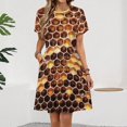 thumbnail image 2 of Honeycomb Print Women's Dress Short Sleeve Summer Sundress Summer Women Clothes, 2 of 7