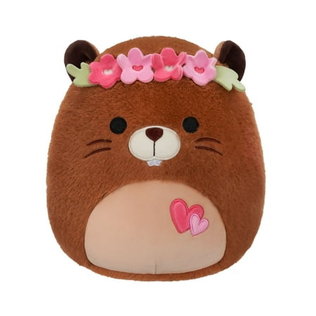 Squishmallows FuzzAMallow Official 8 inch Chip the Brown Beaver With Flower Crown - Child's Ultra Soft Plush Toy