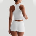 thumbnail image 6 of Women's Two Piece Outfit Summer Co Ord Set Tracksuit Full Set Sleeveless Crop Tank Top Shorts with Pockets 2 Piece Beach Holiday Lounge Set Streetwear Sport Gym Sets White M, 6 of 6