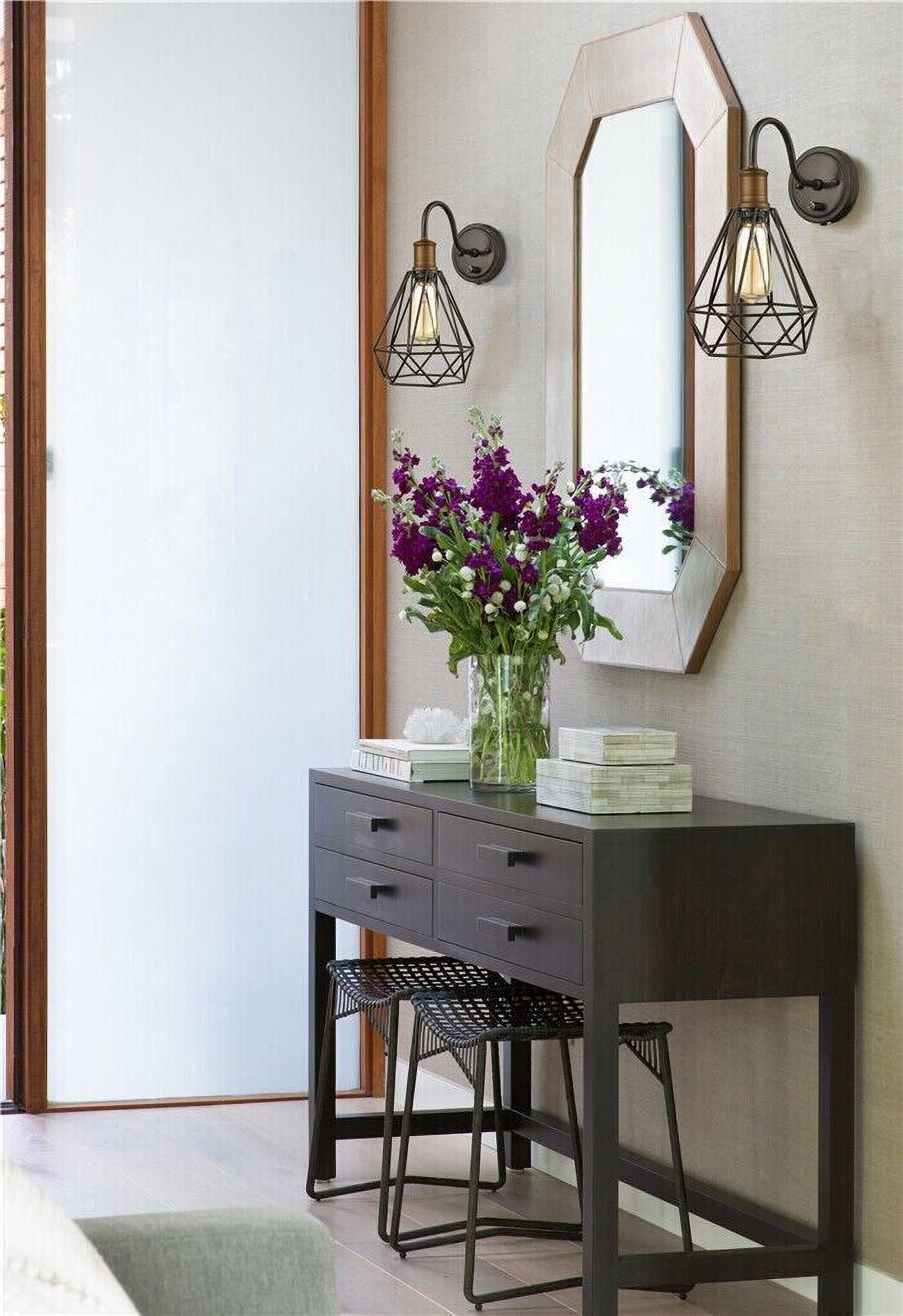 Farmhouse Polygon Plug-in Wall Sconse Set of 2 with On/Off Switch