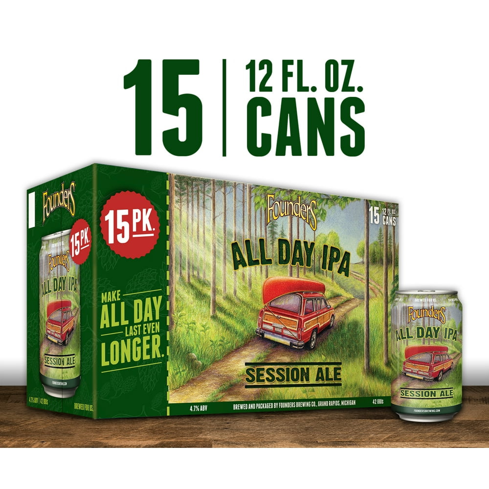 Founders All Day IPA Session Ale, 15 pack, 12 fl oz cans