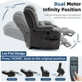 thumbnail image 3 of Large Dual Motor Lay Flat Power Lift Recliner Chair with Extended Footrest, Heat Massage, Oversized Electric Recliner for Big Tall Elderly, Lumbar Pillow, USB & Type-C Ports, Gray, 3 of 7