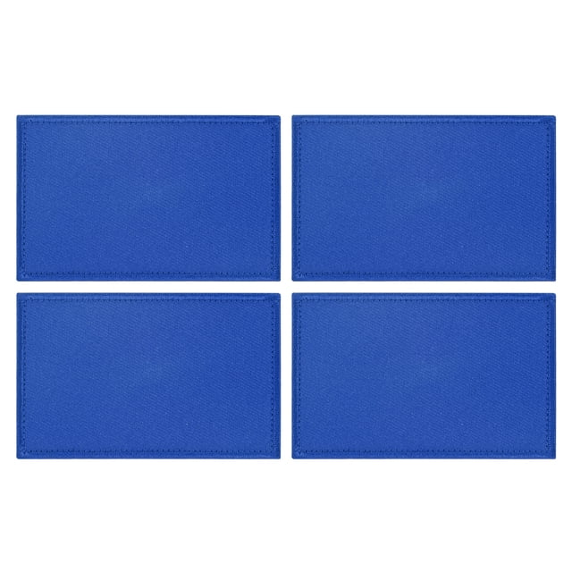 Uxcell Paquete de 4 Parches Rectangulares Bordados de Color Sólido Azul, 3.1" x 2" Parches en Blanco para Banderas DIY para Ropa