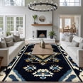 thumbnail image 3 of 5'x7' Area Rugs, Boho Navy Blue Indoor Outdoor Area Rug for Living Room Bedroom, Ethnic Art Geometric Southwestern Washable Bathroom Rugs Kitchen Floor Carpet Mats Home Decor Aesthetic, 3 of 8
