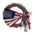 thumbnail image 2 of Couronne Patriotique en Rotin de 16 Po pour Porte d'Entrée, Couronnes Rouges Blanches Bleues pour le Memorial Day, le 250e Anniversaire, le 4 Juillet, Couronnes pour Porte d'Entrée, Couronne Patriotique pour Intérieur Extérieur, Décoration Murale de Maison pour les Fêtes, 2 of 6