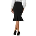 thumbnail image 3 of Falda de sirena con cola de pez Inspire Chic para mujer, falda midi de peplum de cintura alta, falda de trabajo y negocios con cinturón, talla XS, negra, 3 of 6