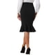 thumbnail image 3 of Falda de sirena con cola de pez Inspire Chic para mujer, falda midi de peplum de cintura alta, falda de trabajo y negocios con cinturón en negro, 3 of 6