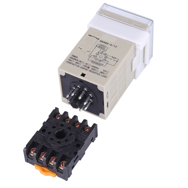Digital Display Time Relay 110V AC 0.1s~99h Cycle Control Timer Switch with Base LED Display for Advertising Lamp Industrial Mechanical Equipment
